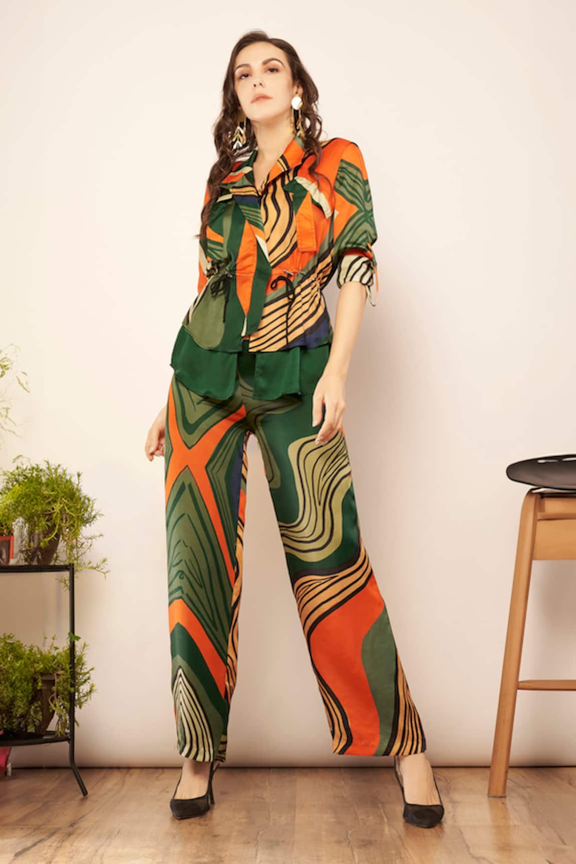 Babita Malkani Geometric Print Layered Jacket 