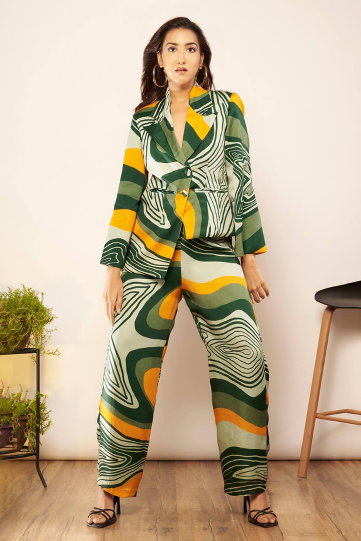 Babita Malkani Printed Asymmetric Blazer 