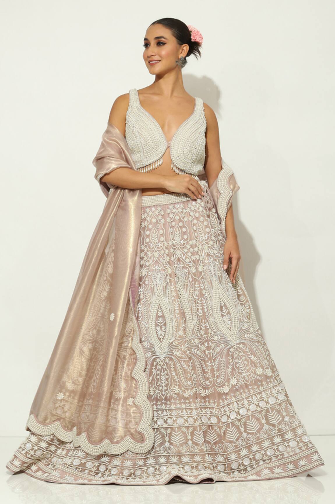 Vandana Sethi Pearl Bahar Embroidered Bridal Lehenga Set