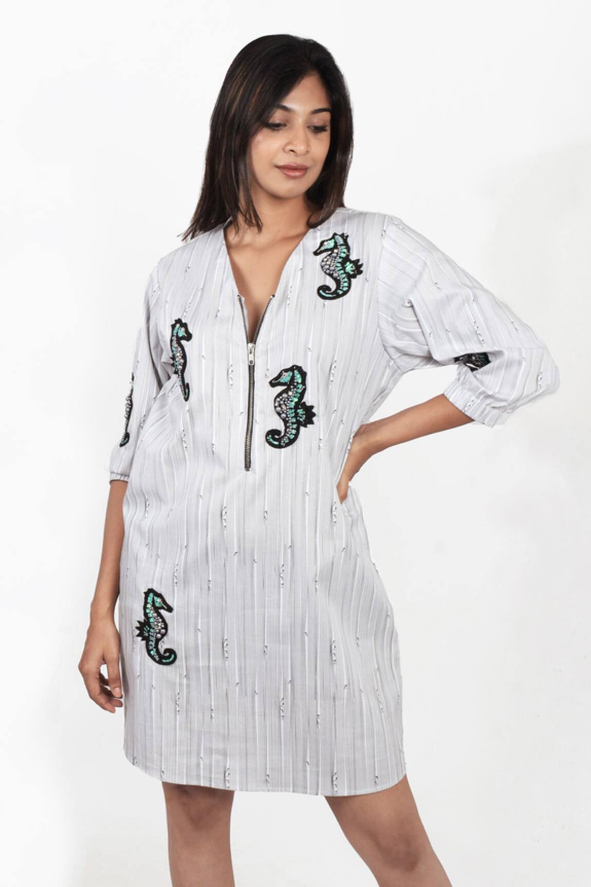 Richaa Goenka Scattered Sea Horse Motif Dress