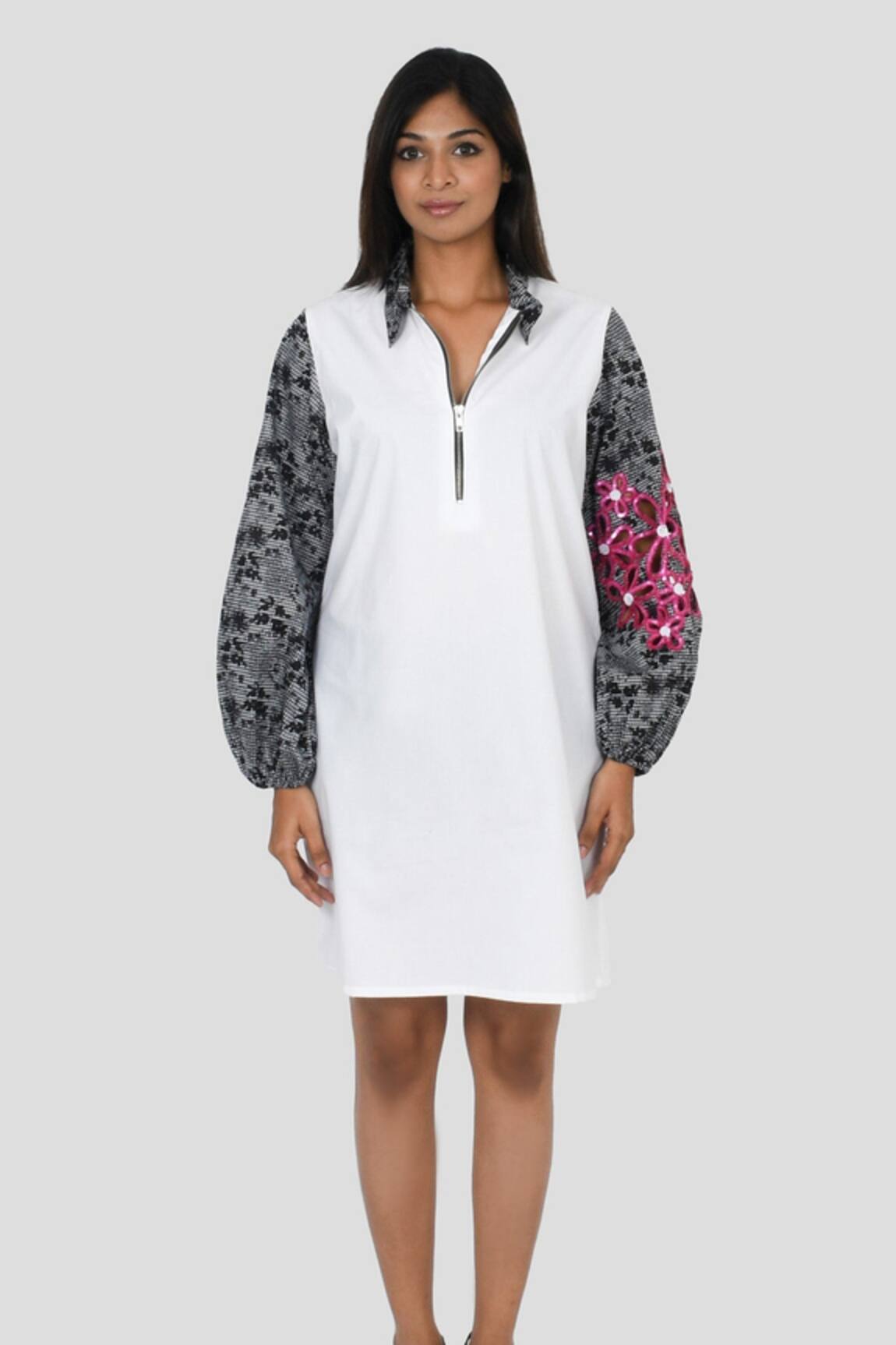 Richaa Goenka Placement Floral Cut Out Embroidered Dress