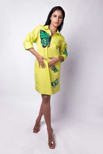 Richaa Goenka Butterfly Pattern Cotton Dress 