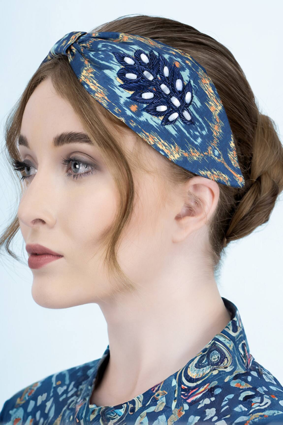 Moyolu Feather Chic Embroidered Hair Band