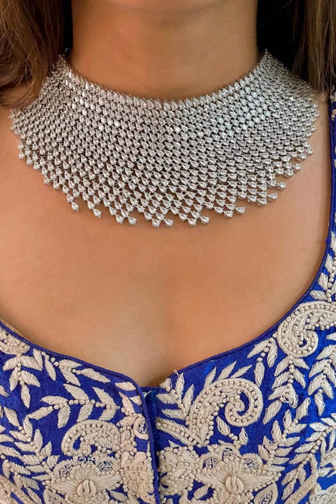 PRERTO Grand Statement Kate Drop Diamond Necklace Set