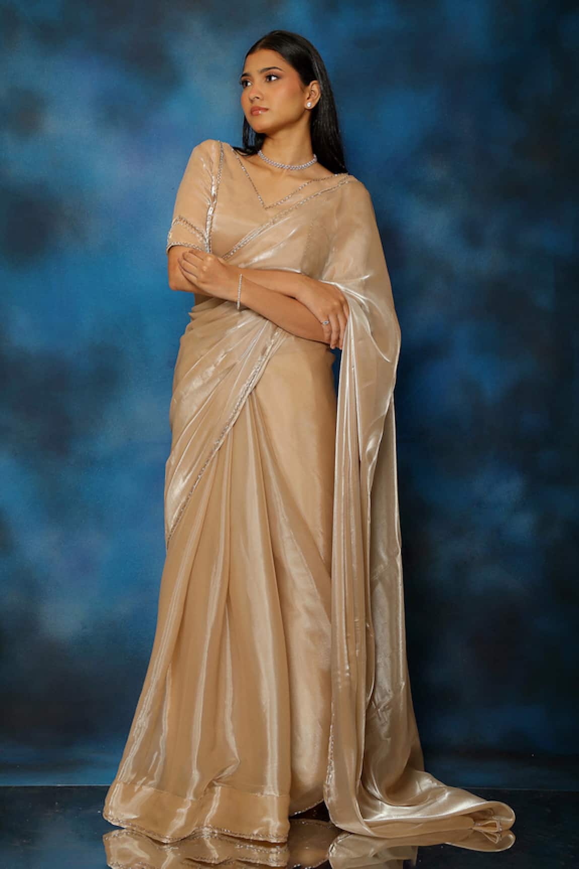 Pooja Kankariya Galah Bead & Thread Embellished Saree Set