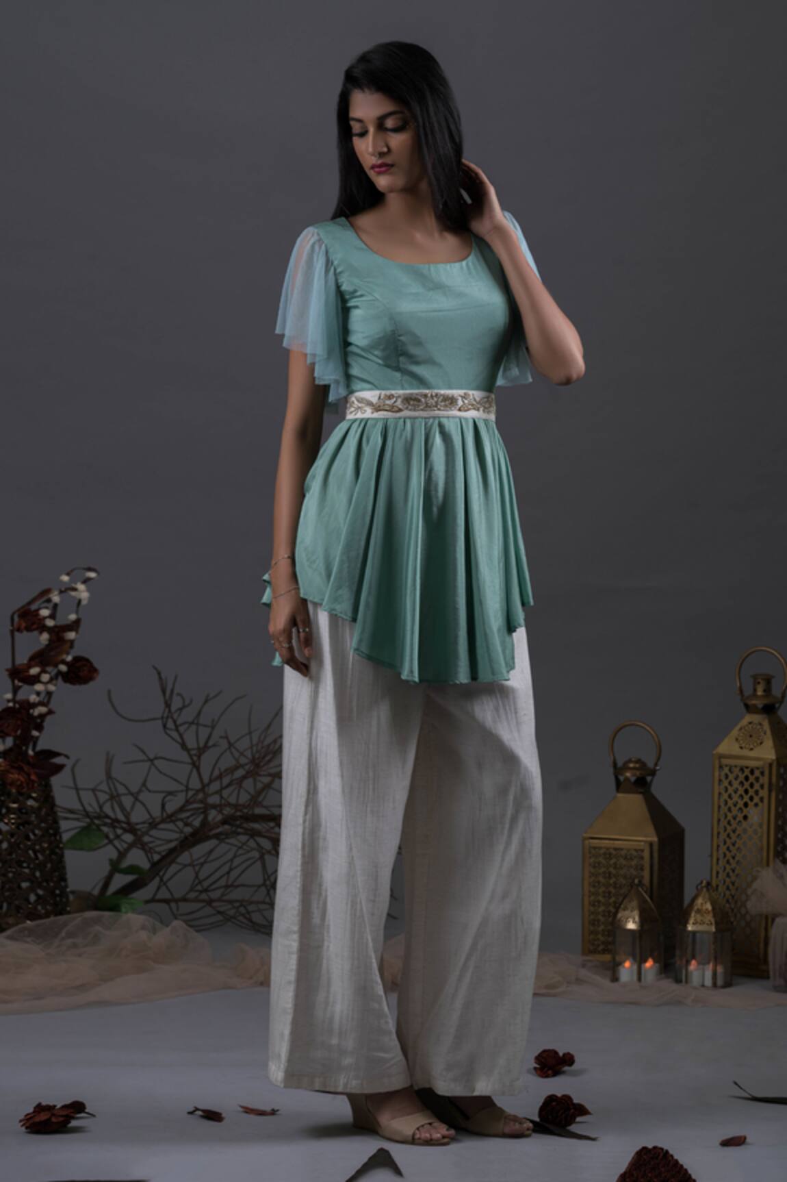 Pooja Kankariya Peplum Tunic Set With Embroidered Belt