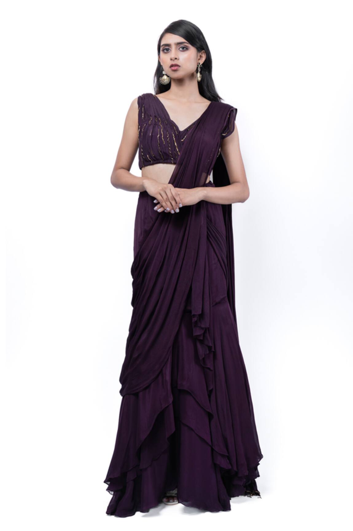Pooja Kankariya Pre-Draped Saree With Embroidered Blouse