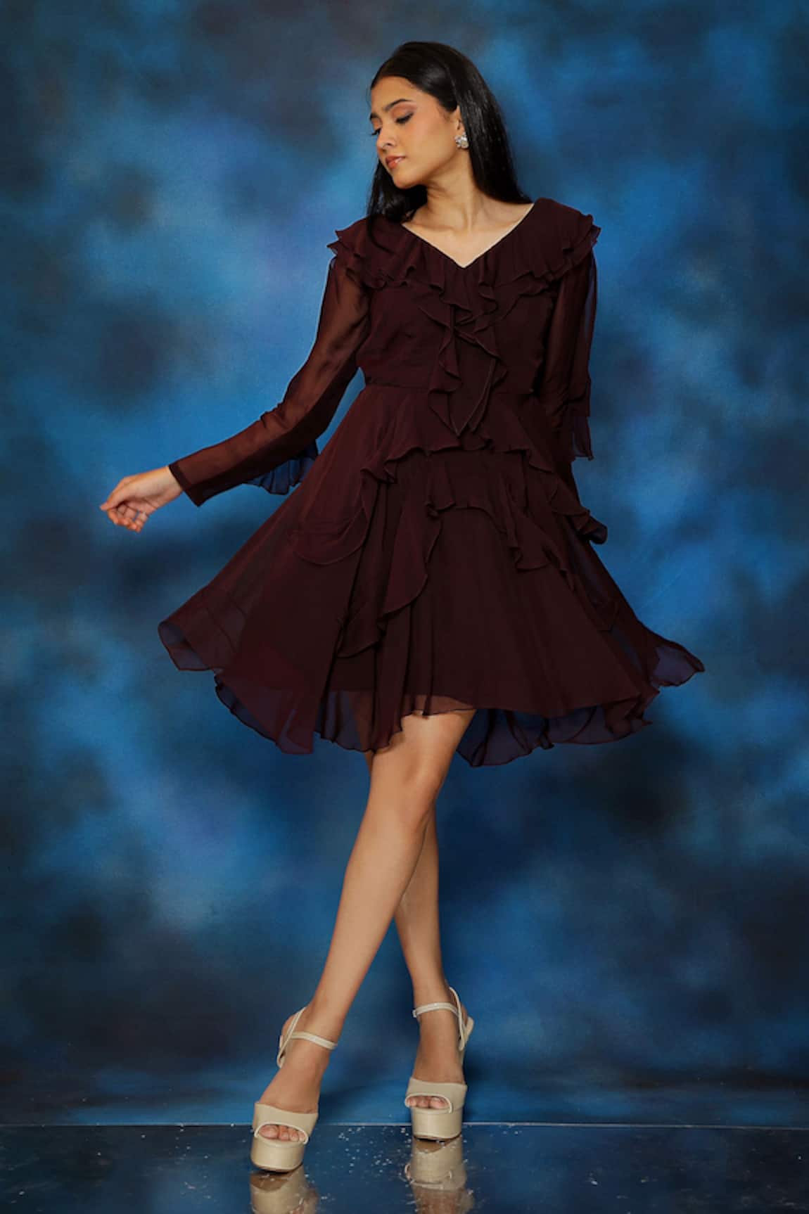 Pooja Kankariya Organza Ruffled Dress 