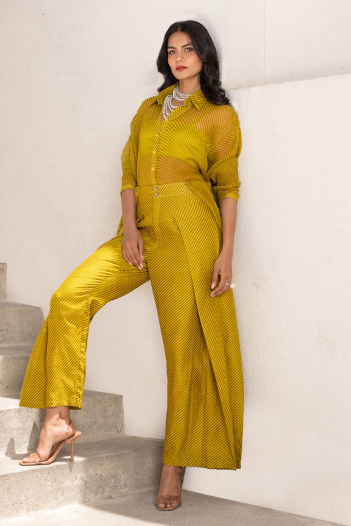 Pallavi Jaipur Stripe Print Shirt & Pant Set