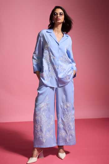 Dash And Dot Flower Bloom Embroidered Shirt With Pant 