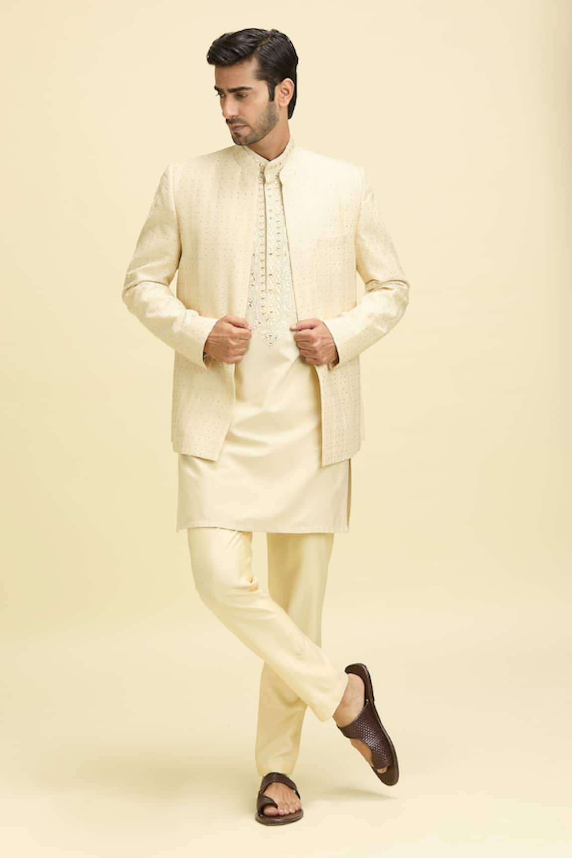 Arihant Rai Sinha Embroidered Kurta Set with Nehru Jacket 