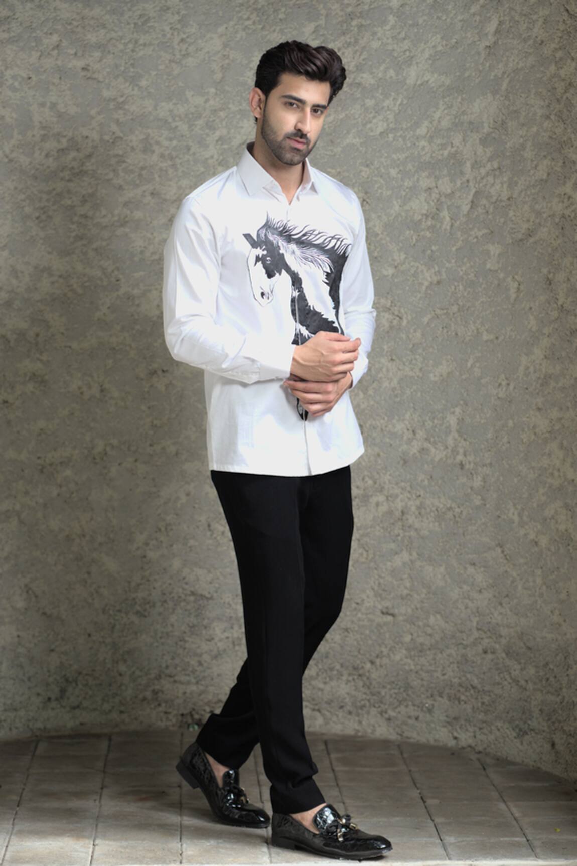 Courtyard By Abhi Horse Handpainted Shirt With Trouser