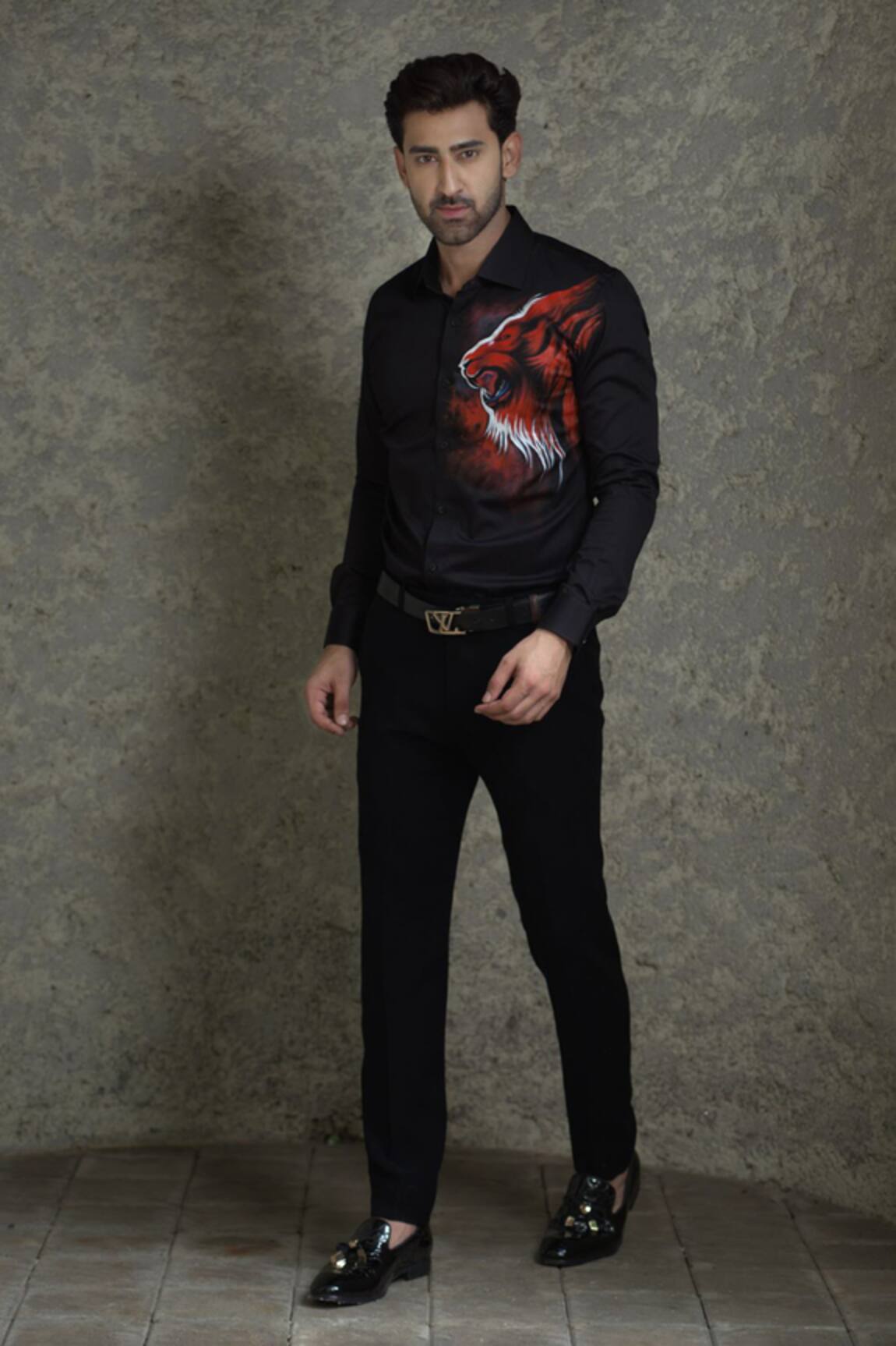 Courtyard By Abhi Wolf Handpainted Shirt With Trouser 