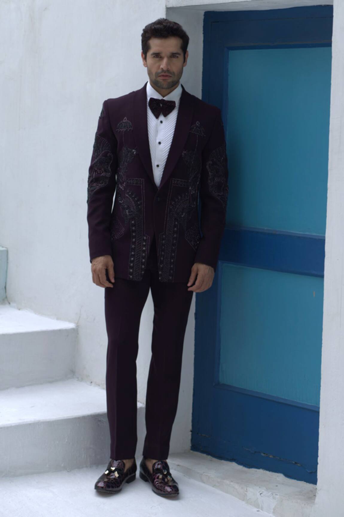 Courtyard By Abhi Mystic Bead Embellished Tuxedo Trouser Set 