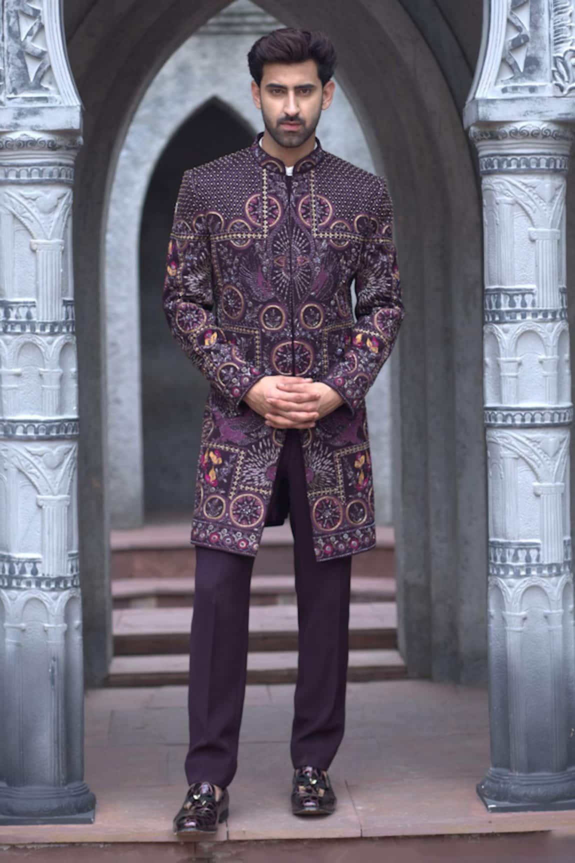 Courtyard By Abhi Arabian Dream Embroidered Sherwani With Trouser 