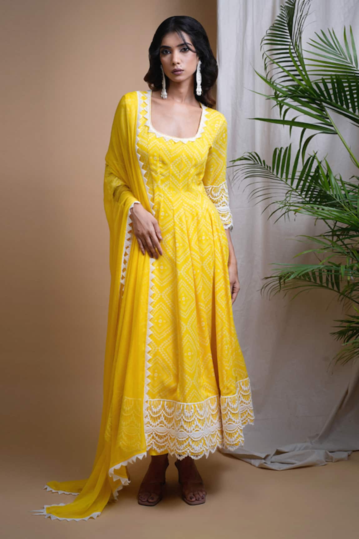 AHI Clothing Bandhani Digital Print Anarkali Set 
