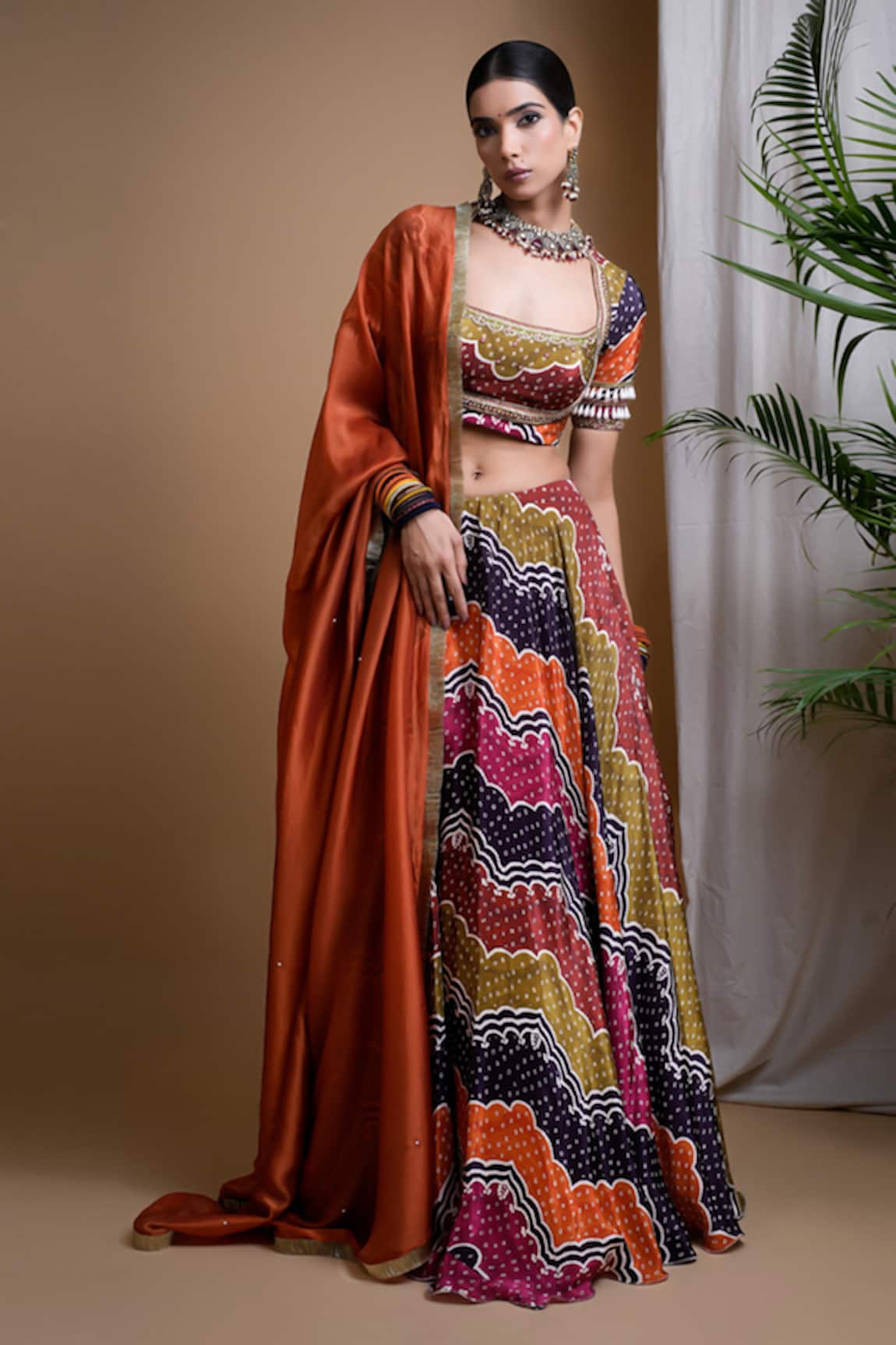 AHI Clothing Bandhani Digital Print Lehenga Blouse Set 