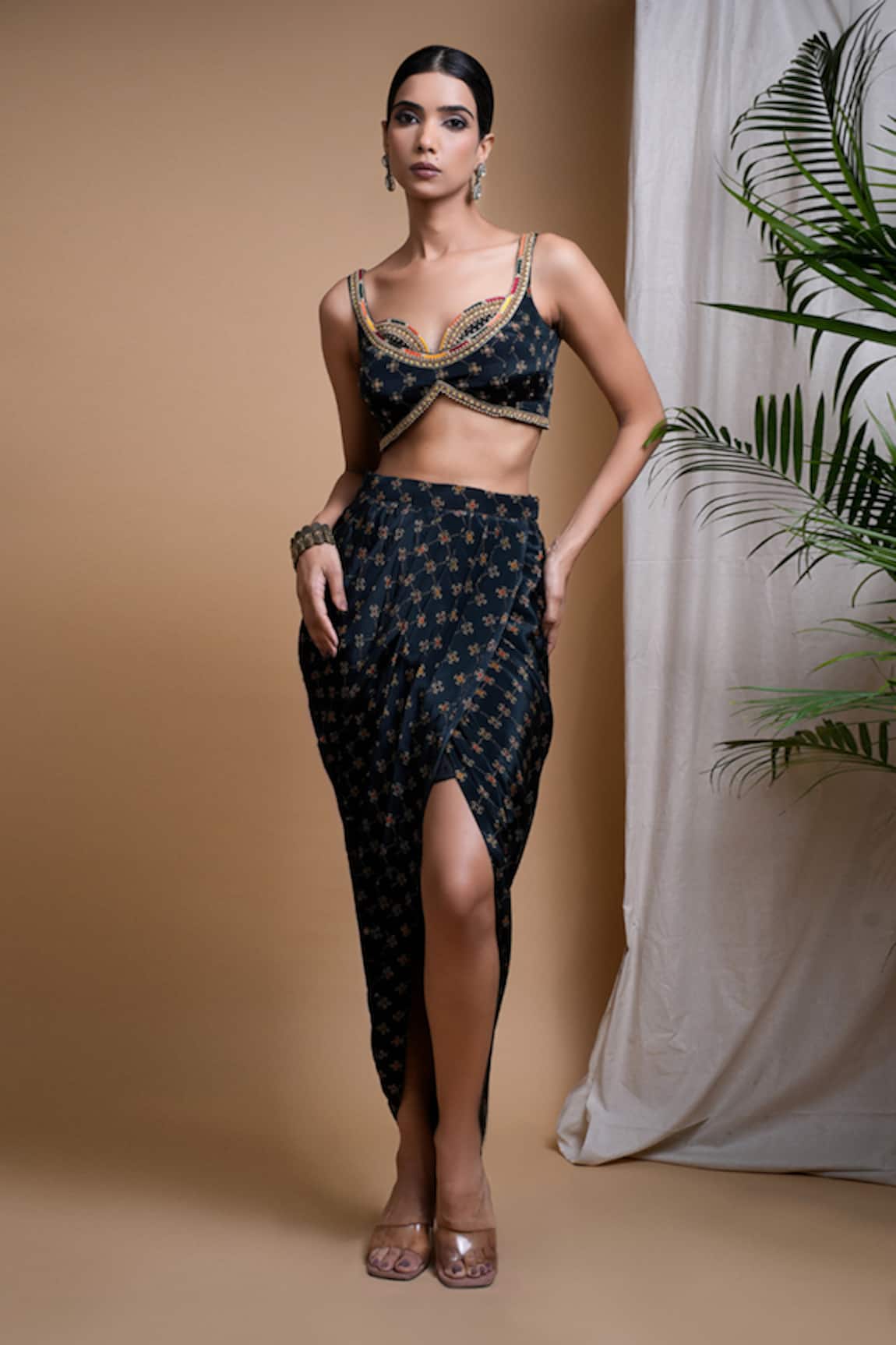 Ahi Clothing Geometric Digital Print Skirt With Blouse