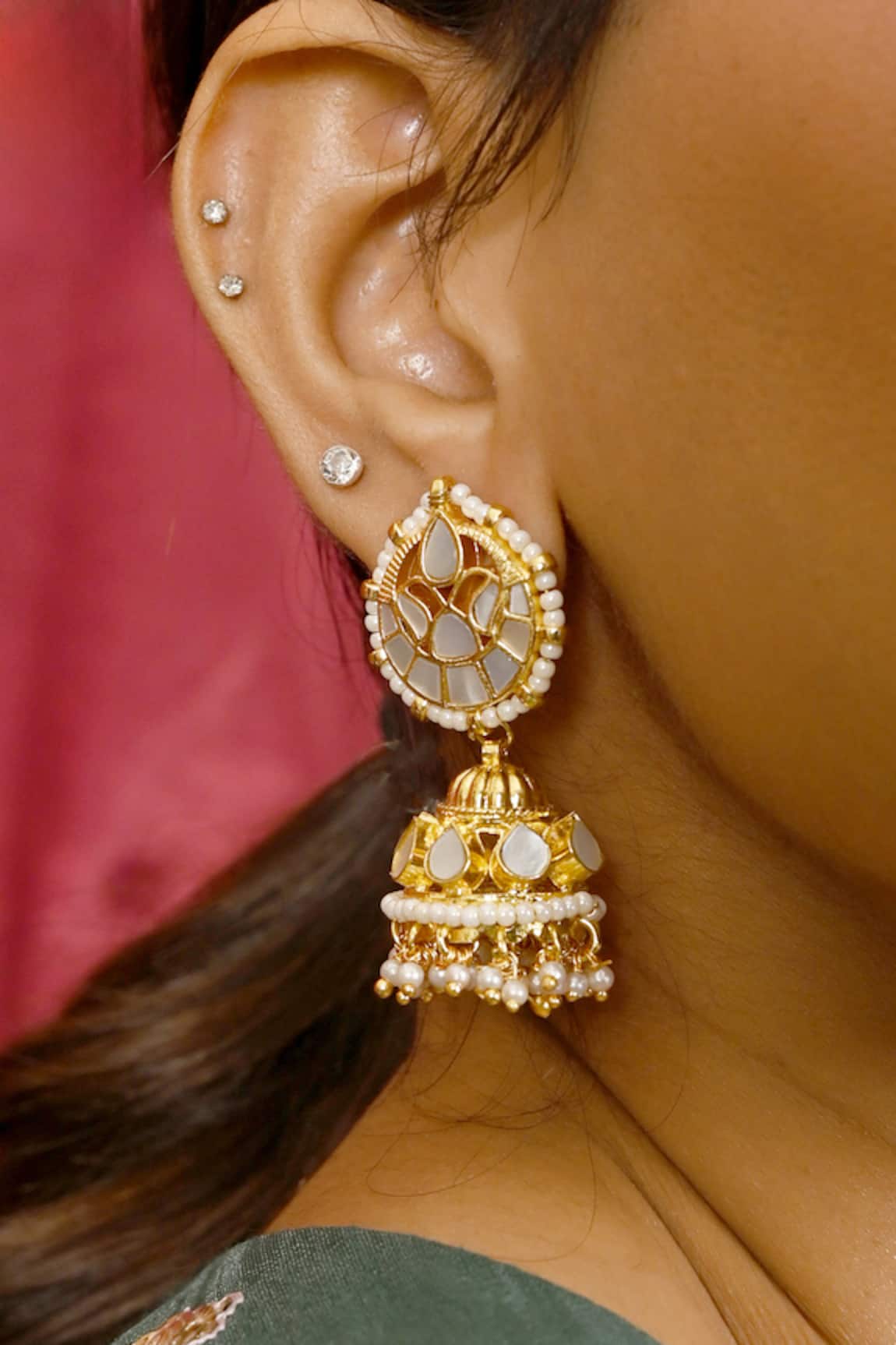 Namasya Mother Of Pearl Jhumkas 