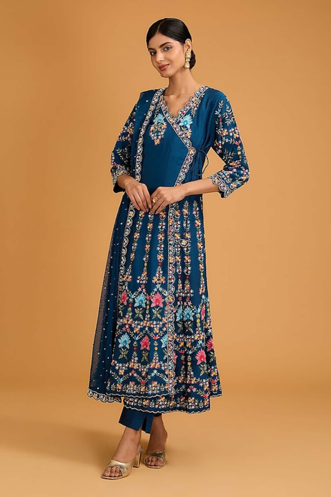 BAIDEHI Beads Embroidered Angrakha Pant Set