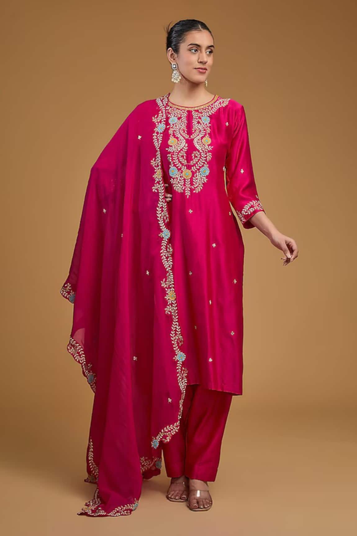 BAIDEHI Floral Sequin Embroidered Kurta Pant Set