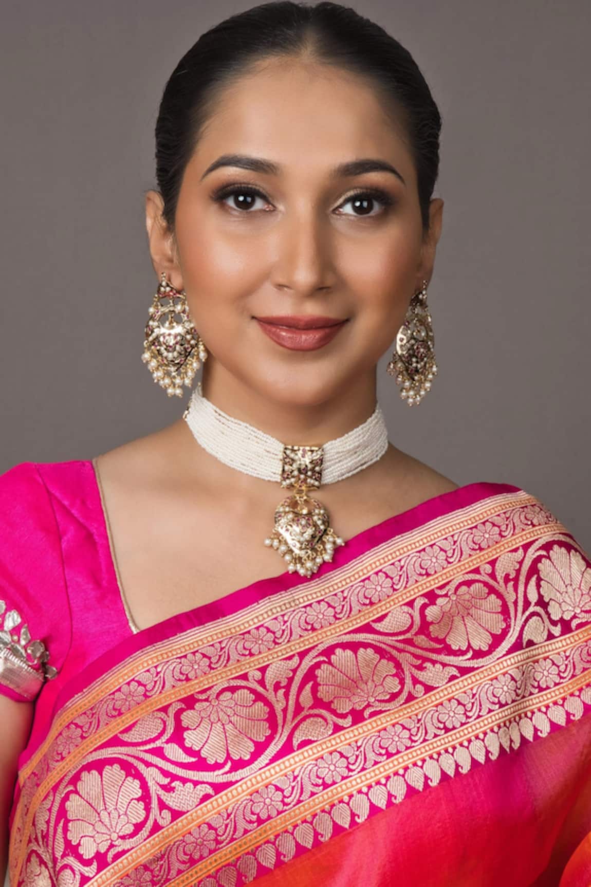 Queens Jewels Stone Studded Jadau Choker Necklace Set 