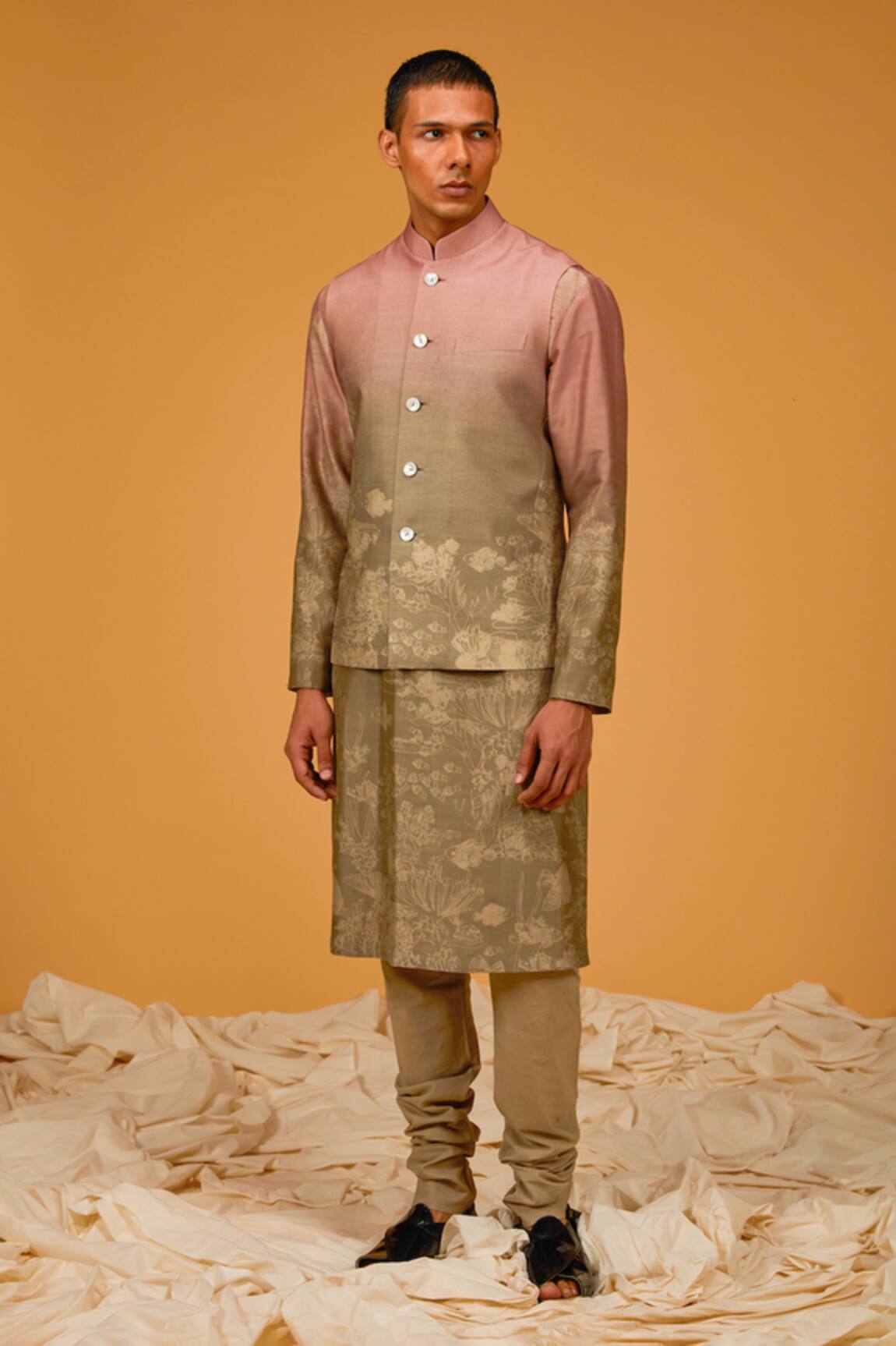 Rohit Bal Floral Printed Bundi & Kurta Set 