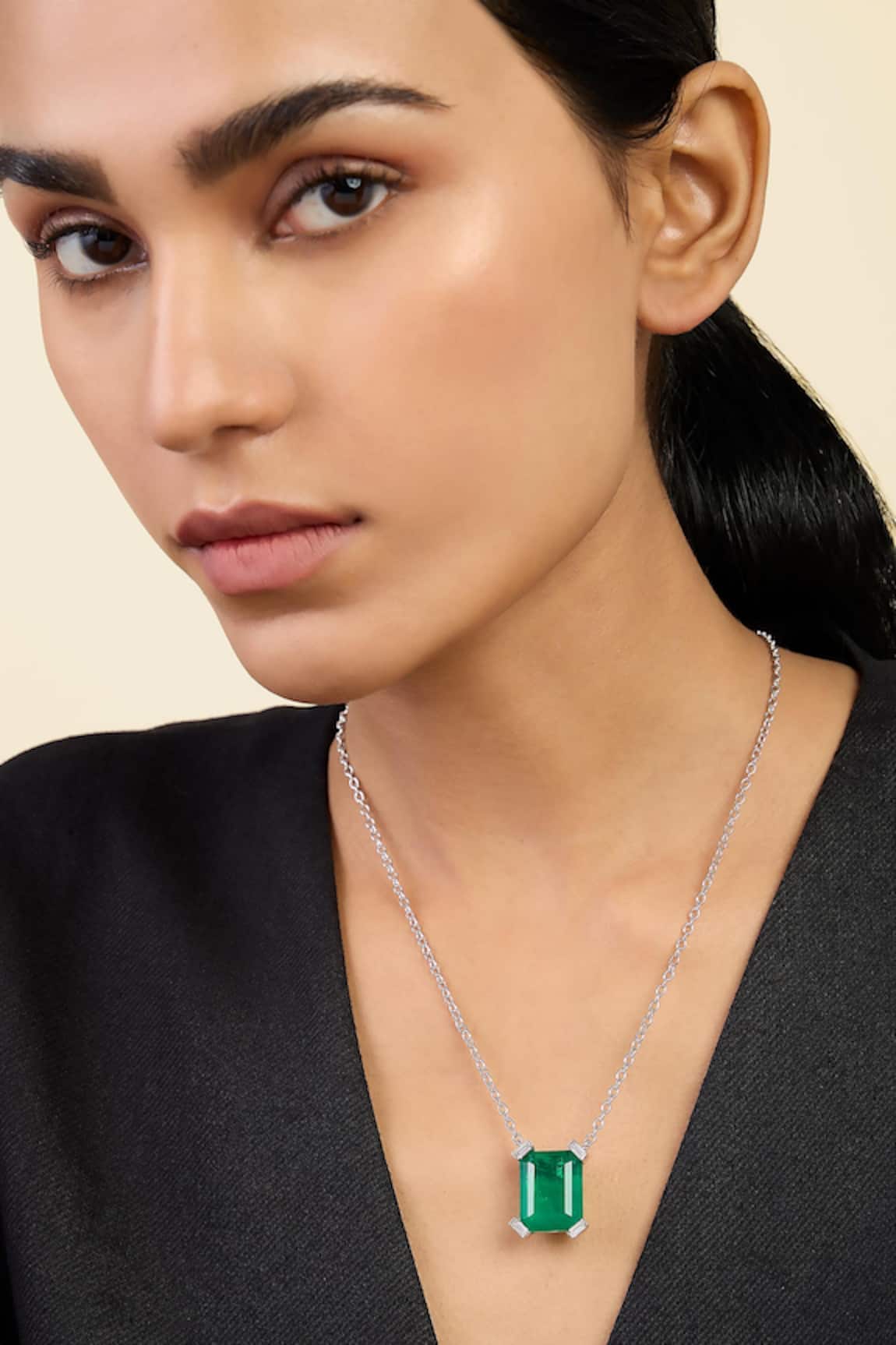 Isharya Quad Emerald Cut Statement Pendant Necklace