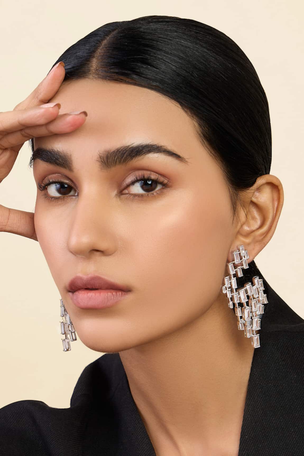 Isharya Abstract Pattern Chandelier Cubic Zirconia Studs