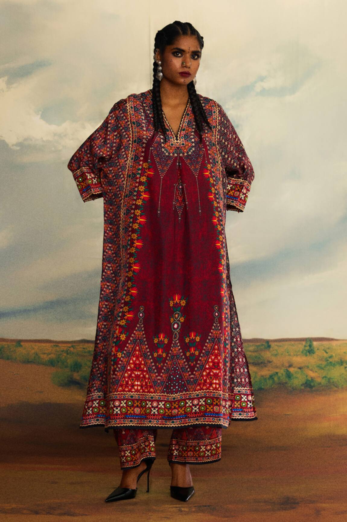 Rajdeep Ranawat Banera Permaz Print Kimono Tunic With Palazzo 