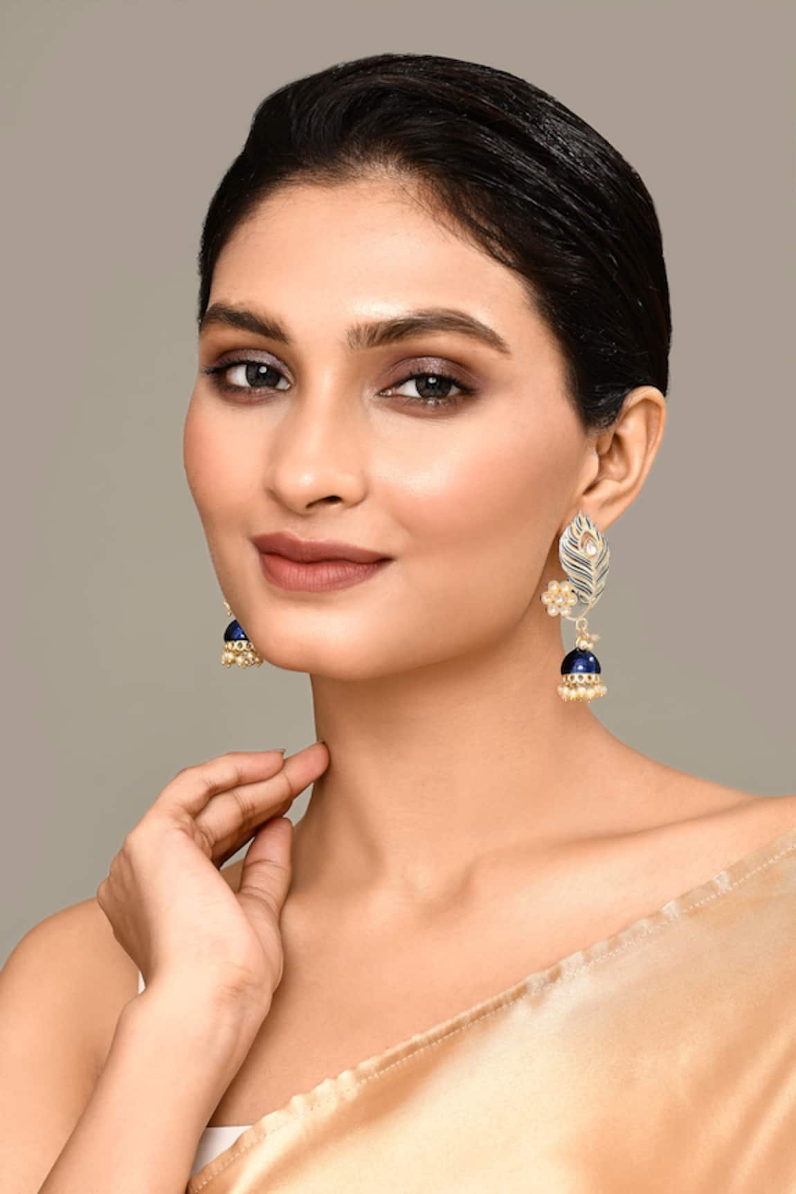 Nazaakat By Samara Singh Peacock Pearl Tasselled Jhumkas 