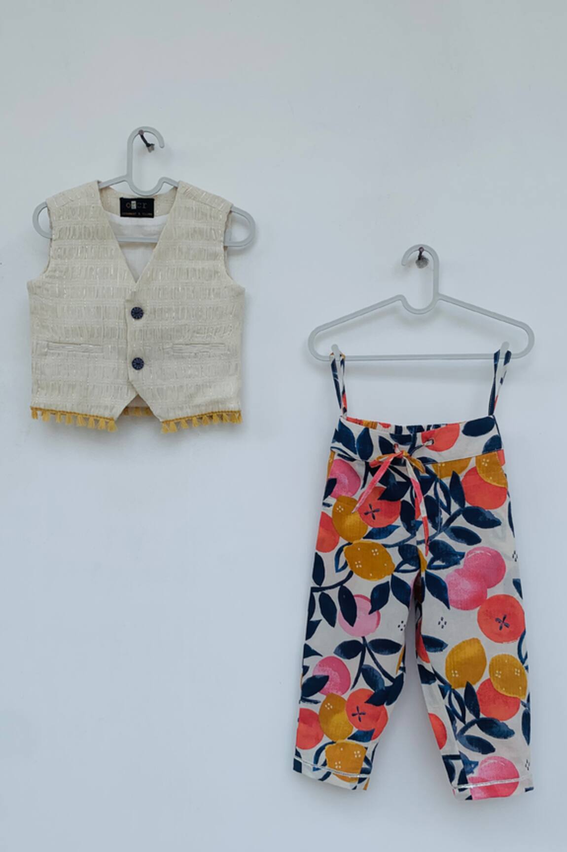 Orcr Textured Waistcoat & Printed Pant Set 