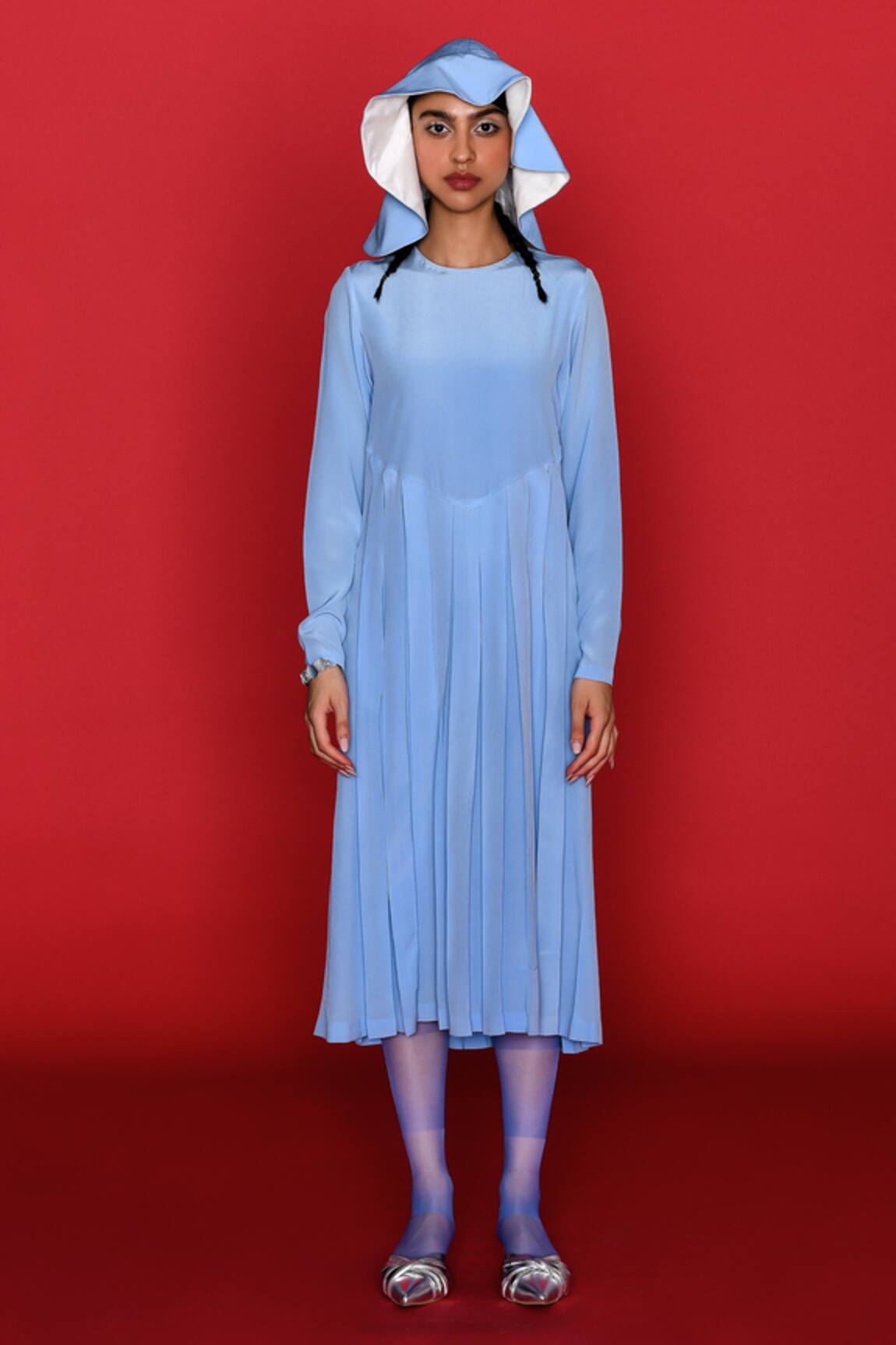 Febo6 Elemental Solid Box-Pleated Dress 