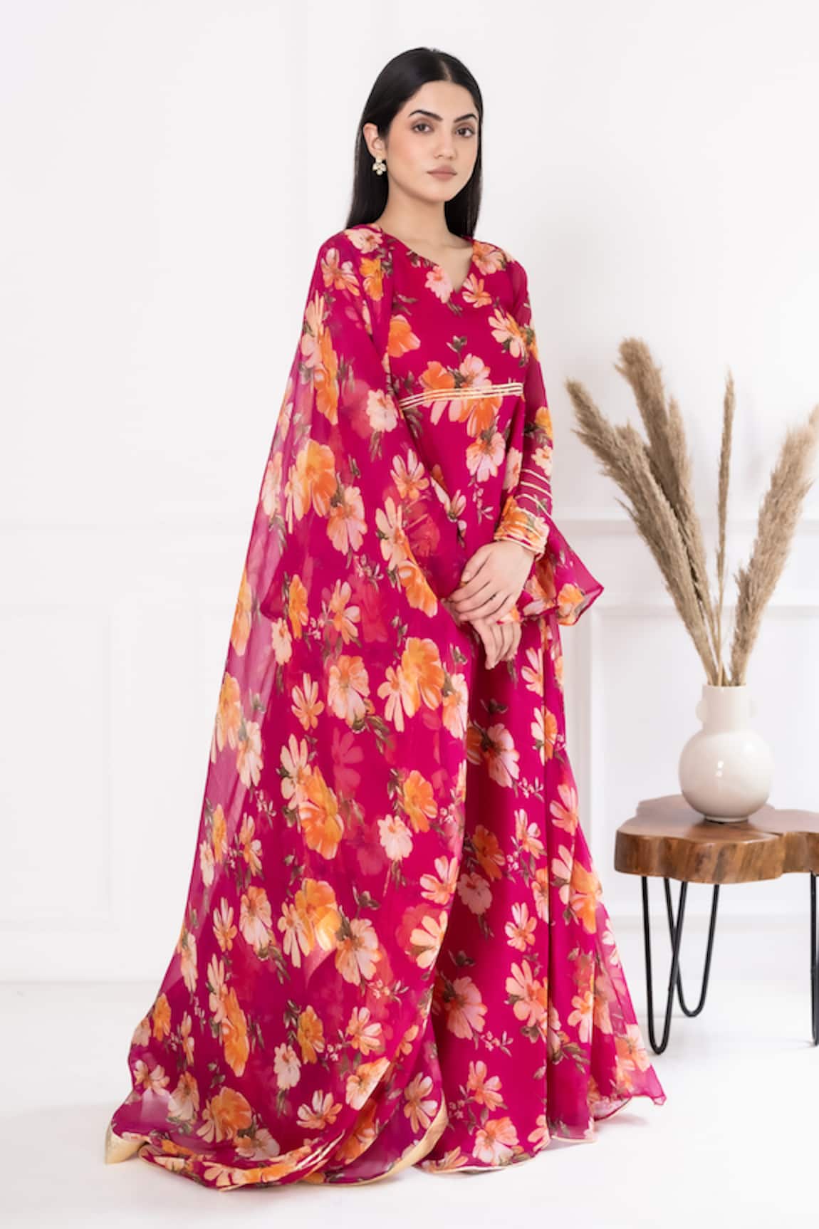 Suti Kapda Chiffon Printed Lehenga Set