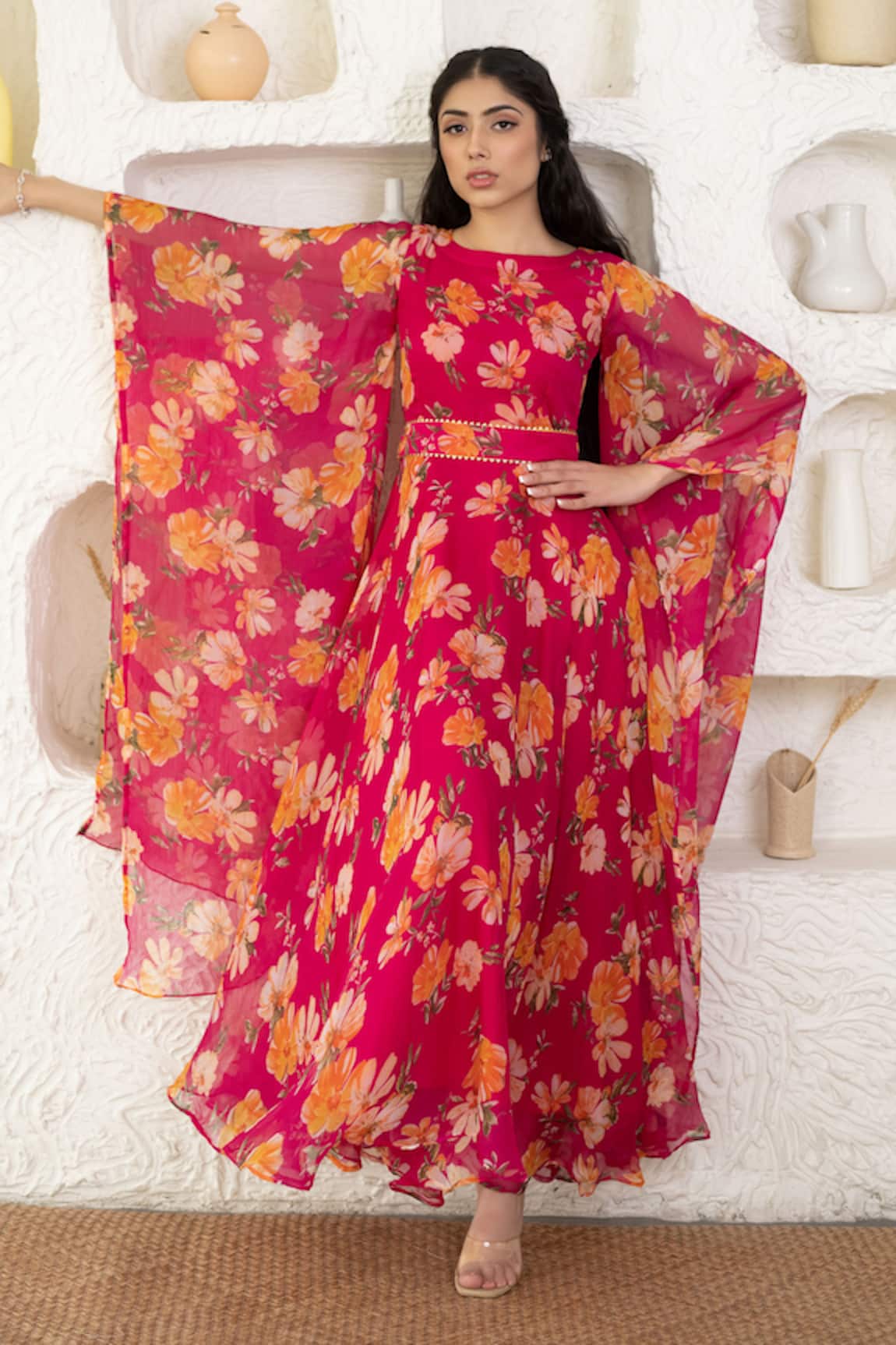 Suti Kapda Floral Print Kaftan