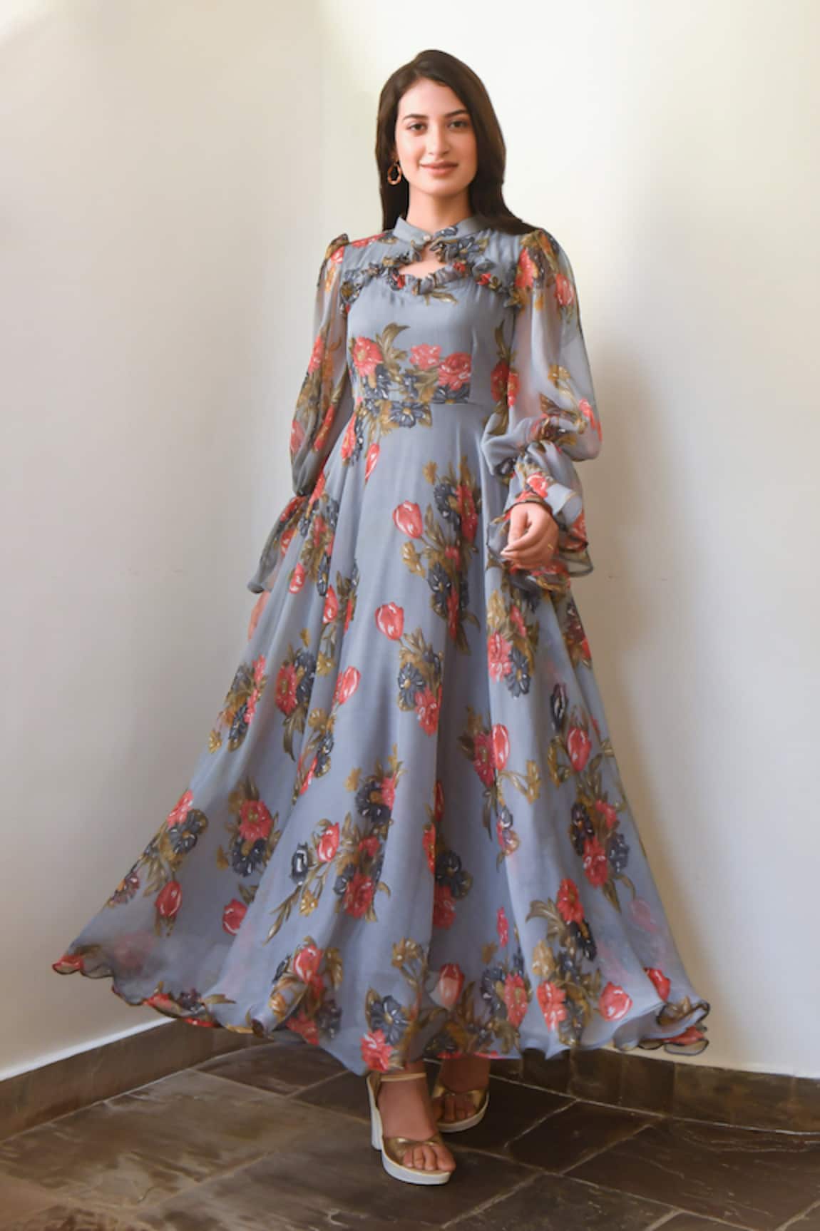 Suti Kapda Floral Blossom Print Dress 