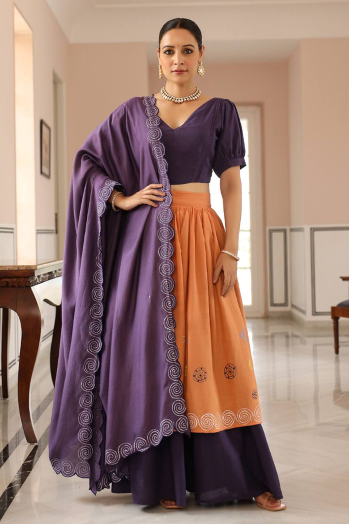 Pheeta Amber Hand Painted Lehenga Set 
