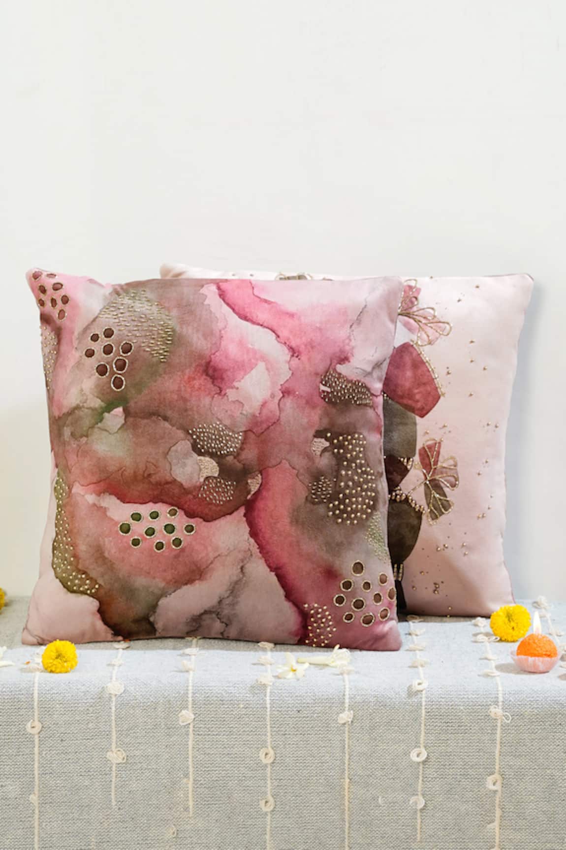 Mid July Home Elysium Dreamscape Abstract Embroidered Cushion Cover 2 Pcs Set 