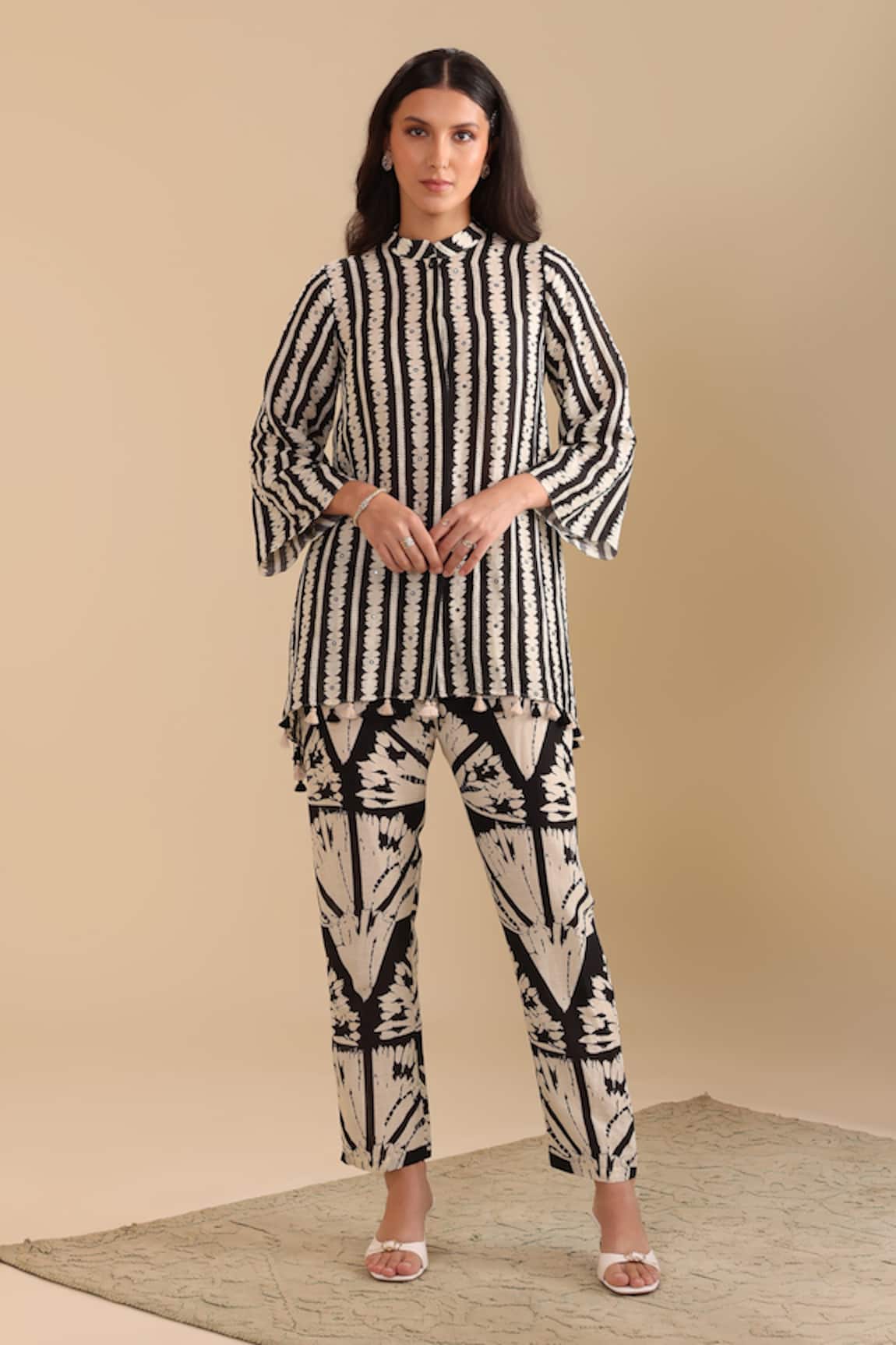 Soup By Sougat Paul Naqsh Cotton Linen Printed Shirt Tunic & Pant Set 