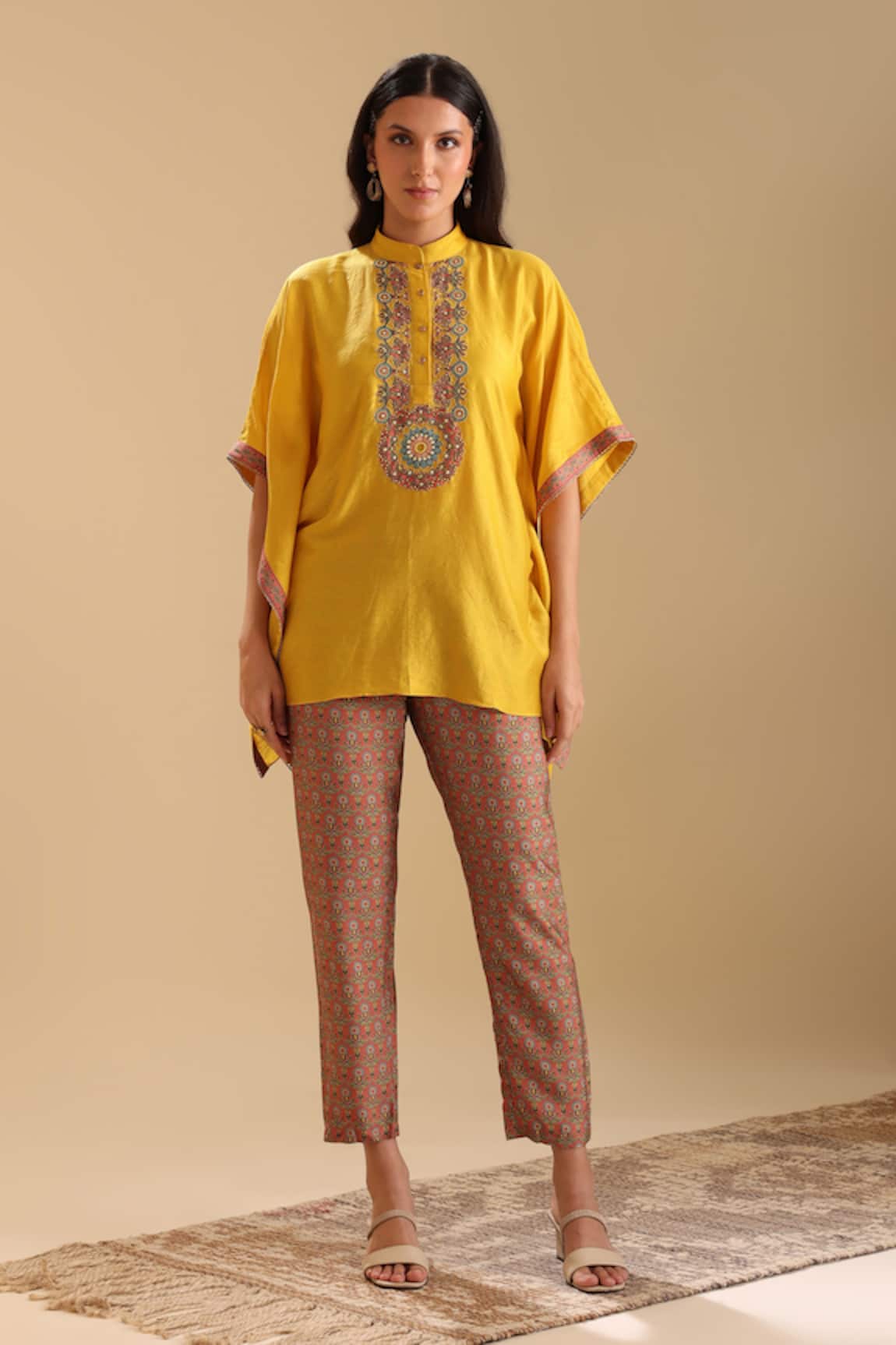 Soup By Sougat Paul Eraya Embroidered Placket Kaftan With Pant 