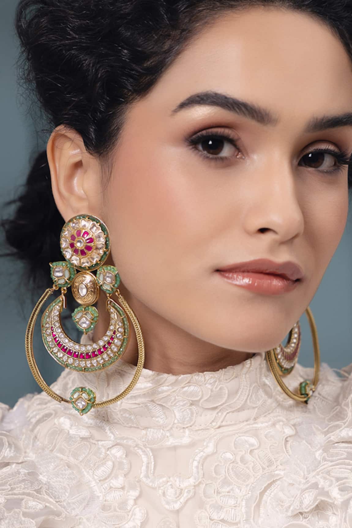 Joules By Radhika Polki Pearl Embellished Exquisite Chandbalis 