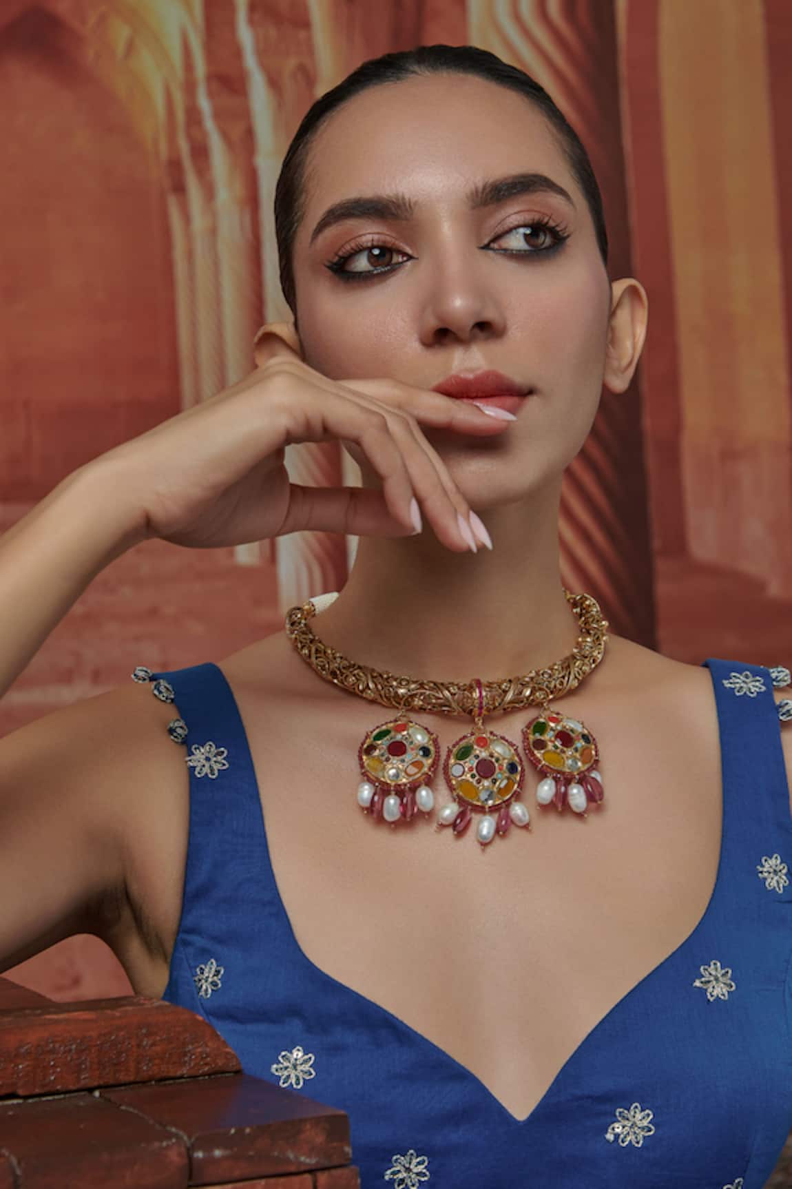 Paisley Pop Navrattan Hassli Necklace 