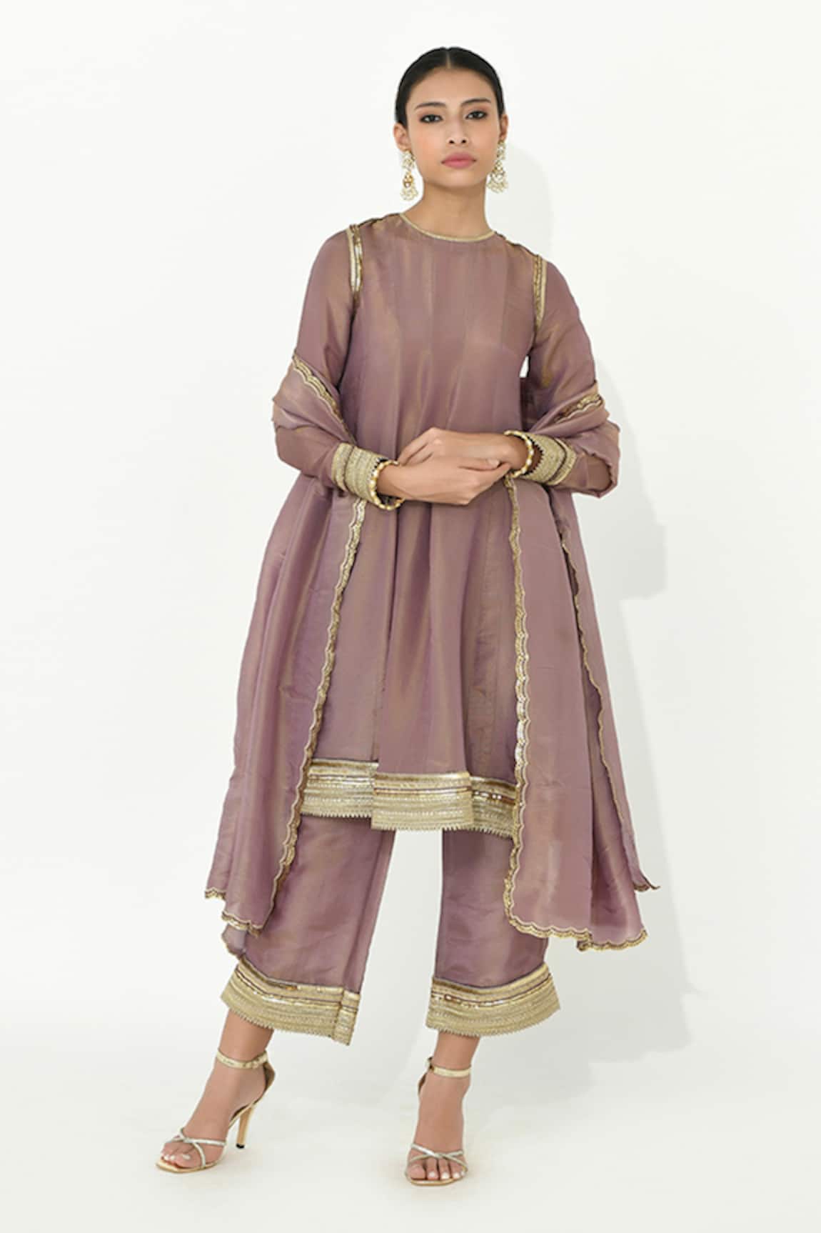 Rishi and Vibhuti Twilight Lace Embroidered Anarkali Pant Set