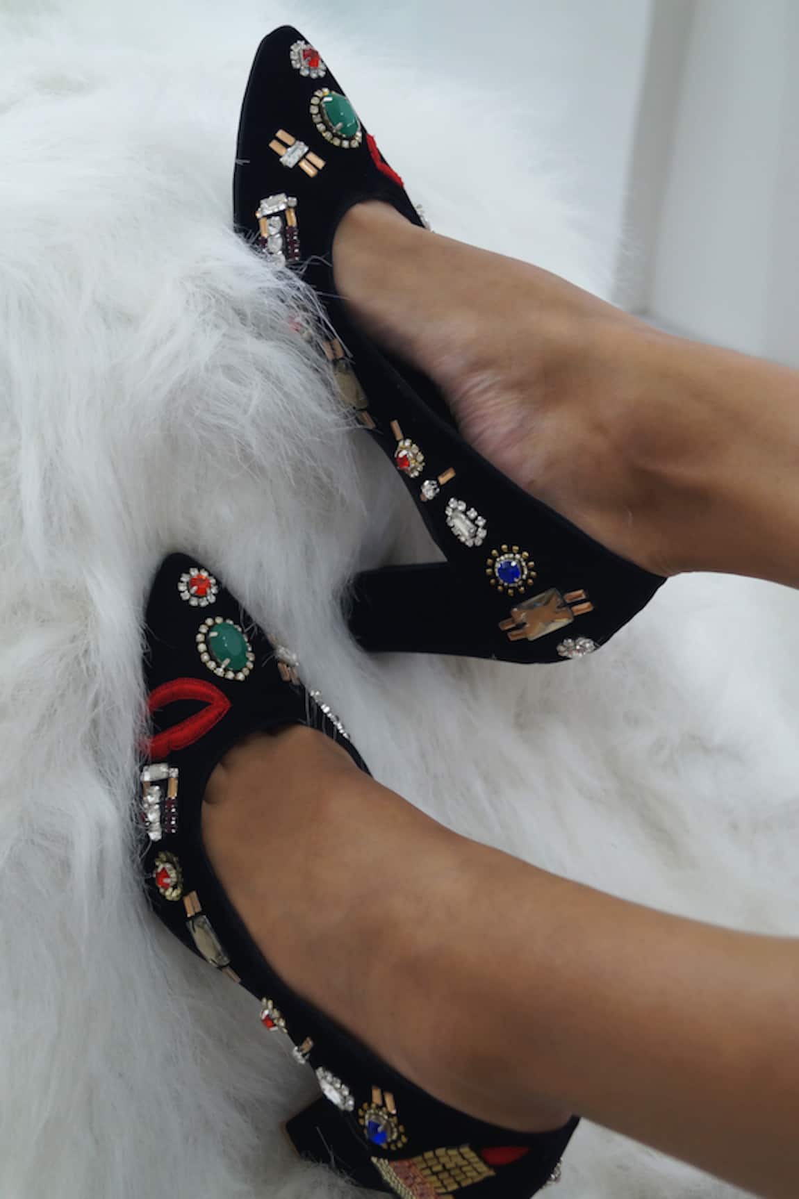 Shradha Hedau Footwear Couture Jewel Embellished Black Heels 