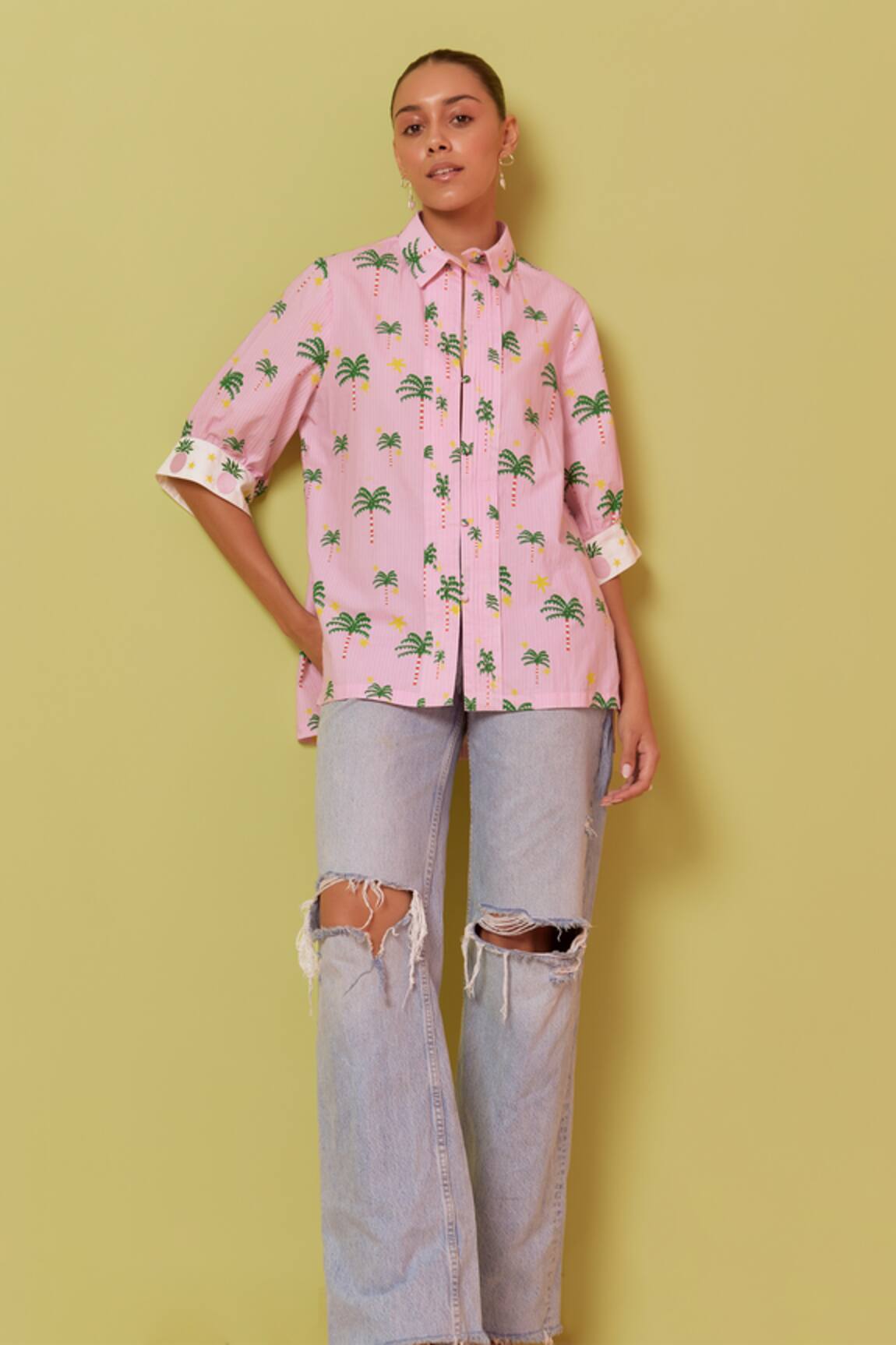 Noib Alicia Palm Tree Print Shirt 