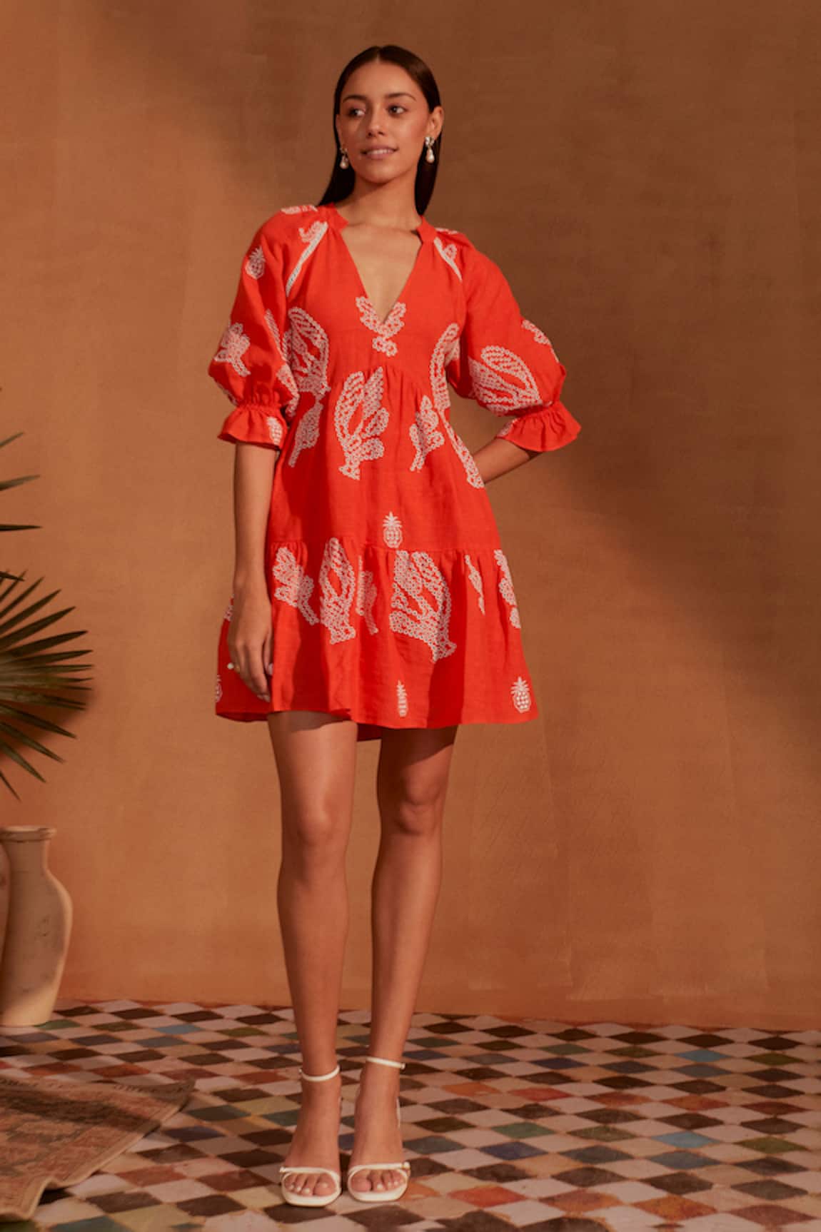 Noib Sofia Embroidered Mini Dress 