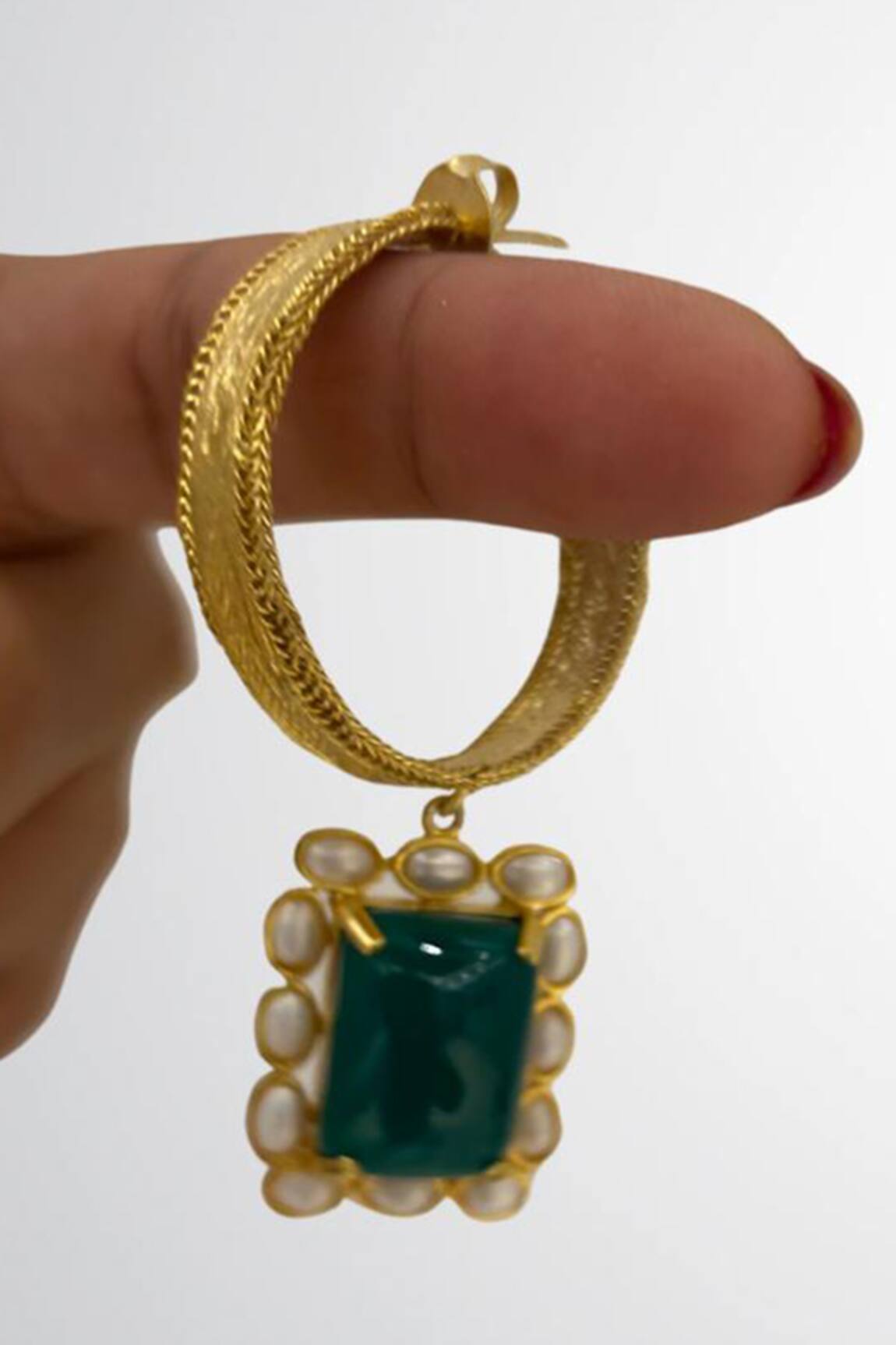 Heena Mittal Onyx Stone Hoops 