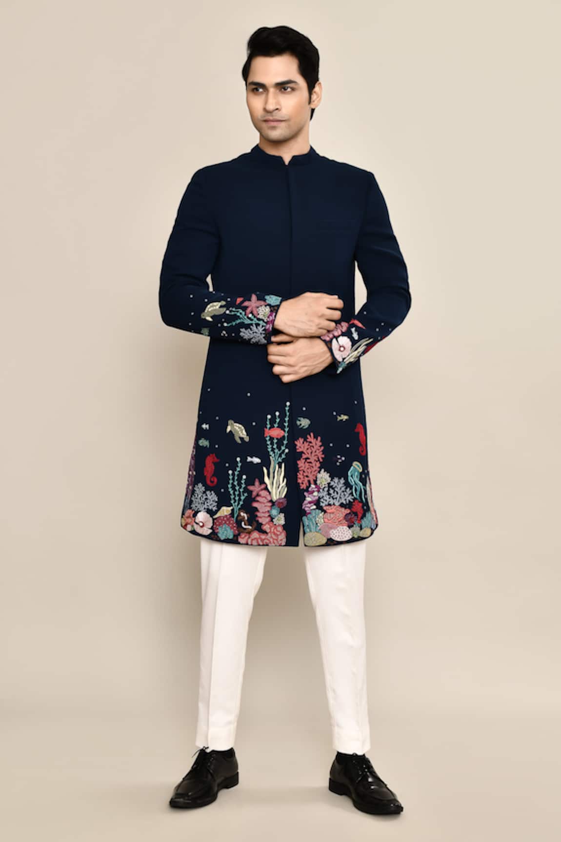 Arihant Rai Sinha Marine Life Embroidered Achkan Set 