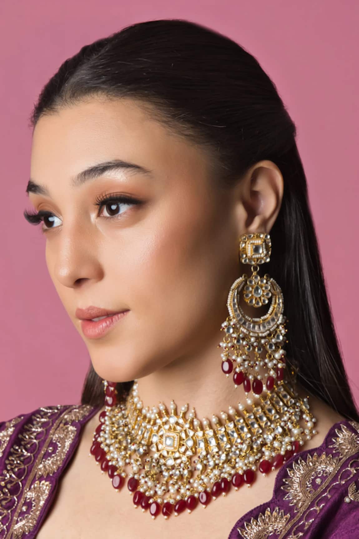 Queens Jewels Arya Geometric Carved Choker Set 