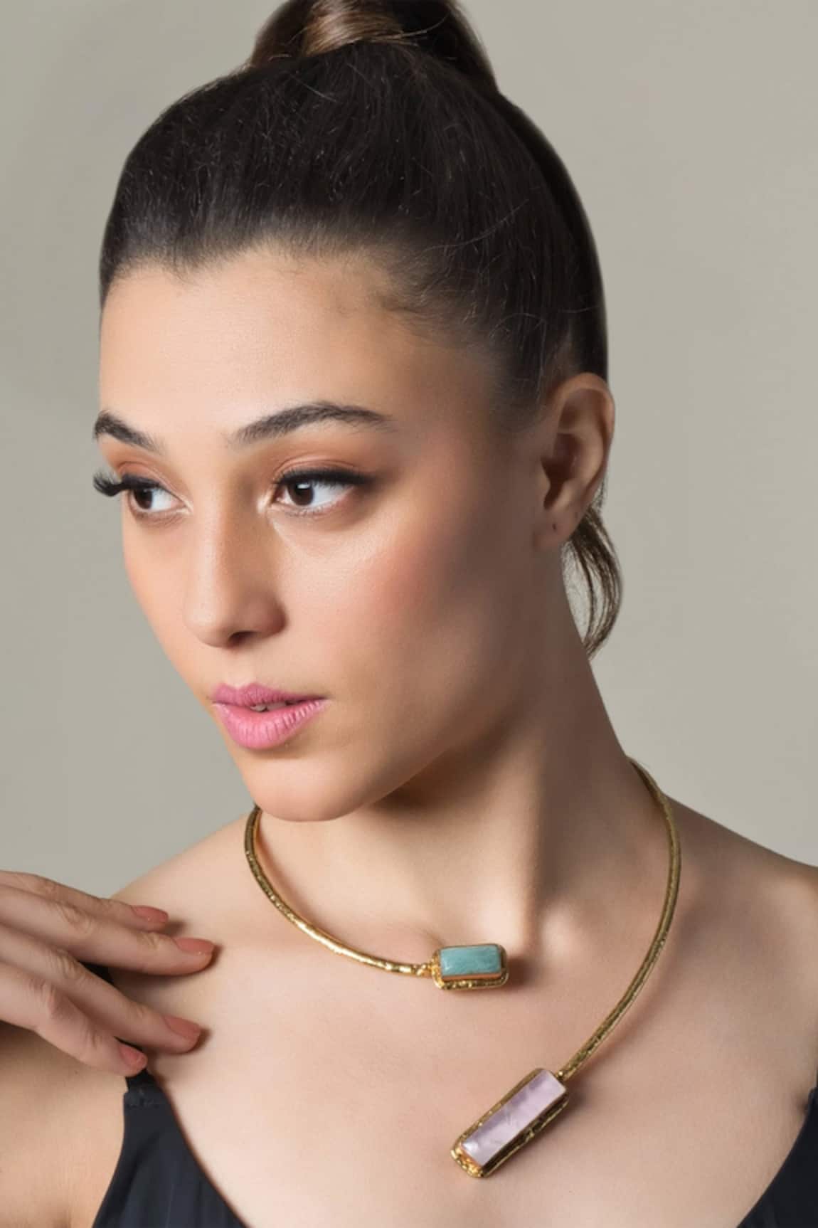 Queens Jewels Gold Plated Turquoise Jaspar Necklace 